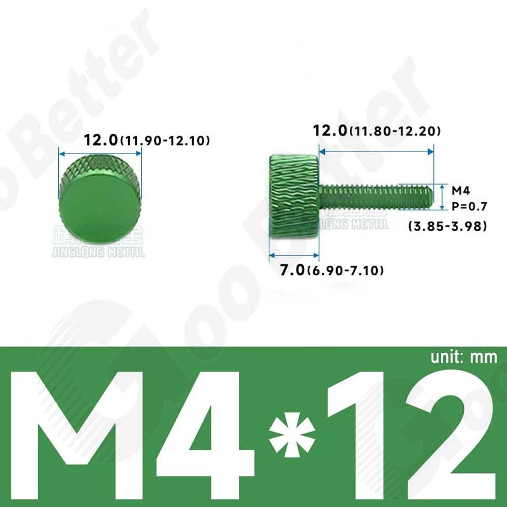 M3 M4 Knurled Thumb Screws – Aluminum Alloy Flat Head Hand Knob Bolts