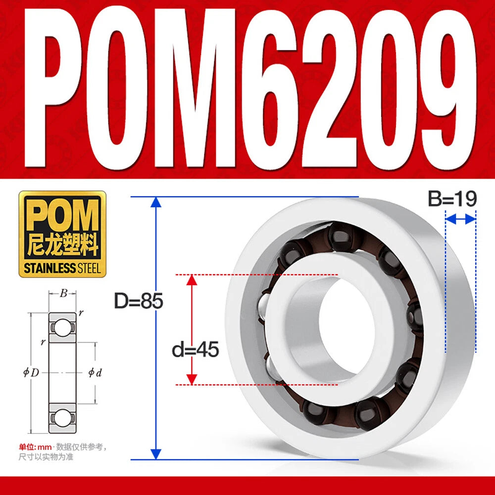 POM Plastic Bearing Glass Ball Miniature Deep Groove Ball Bearings Various Sizes