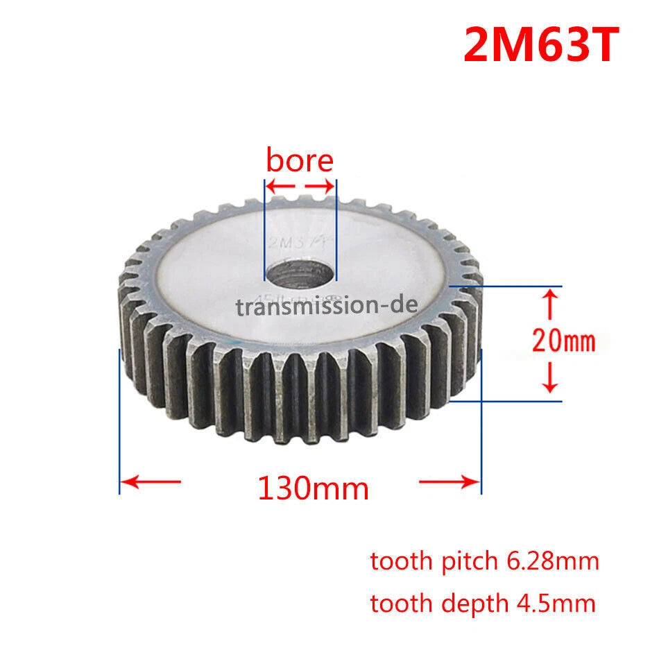 2 Mod 45# Steel Spur Gears Pinion Gear Thickness 20mm 12 - 95 Teeth For 3D CNC