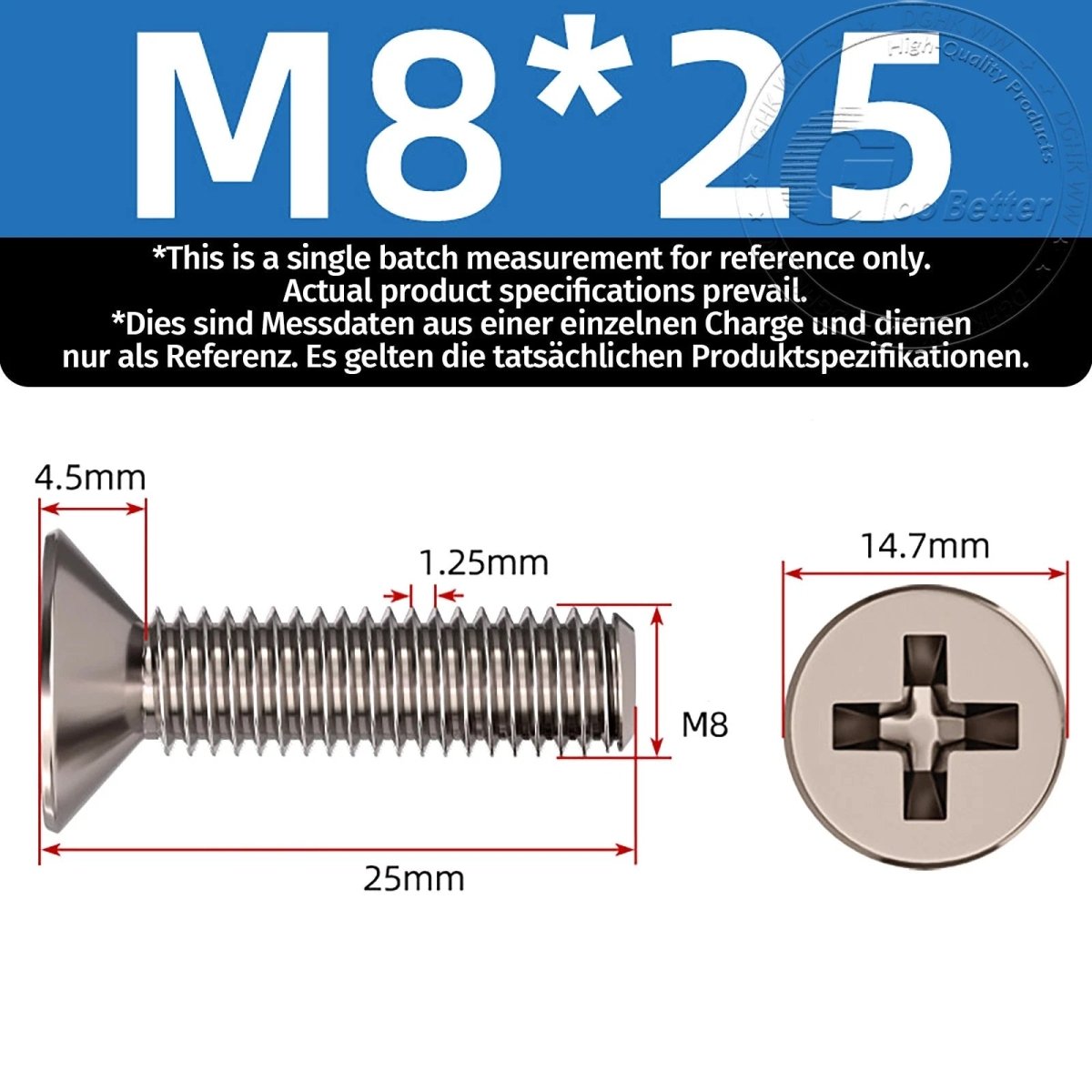Titanium Phillips Flat Head Machine Screws — GR2 Countersunk, M2 to M8 - HomeDIYer