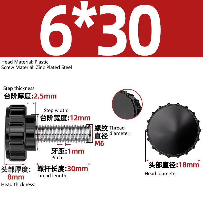 M3-M8 A2/304 Stainless Steel Plastic Knob Thumb Screws Hand Twist DIY Machinery