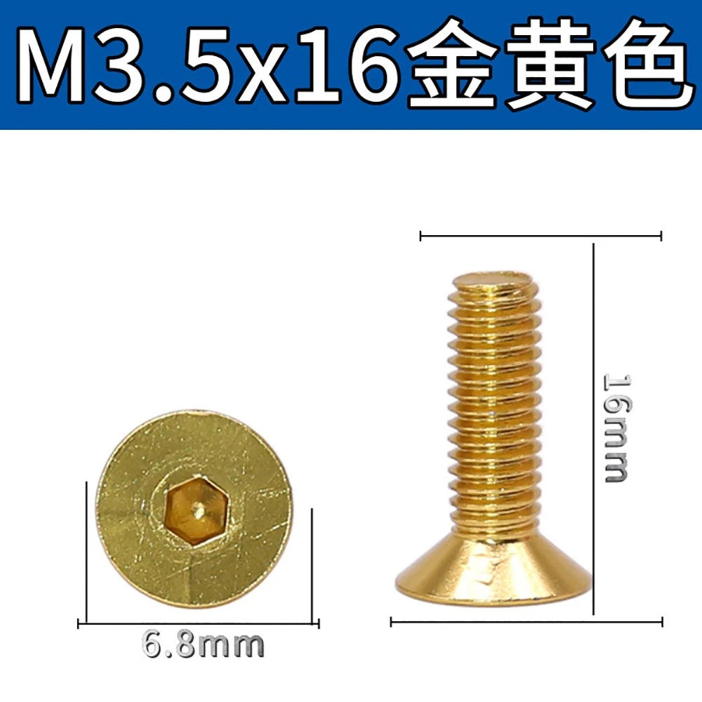 M3.5 / M4 Countersunk Hex Socket Screws — Anodized Aluminum Alloy, 10 Colors