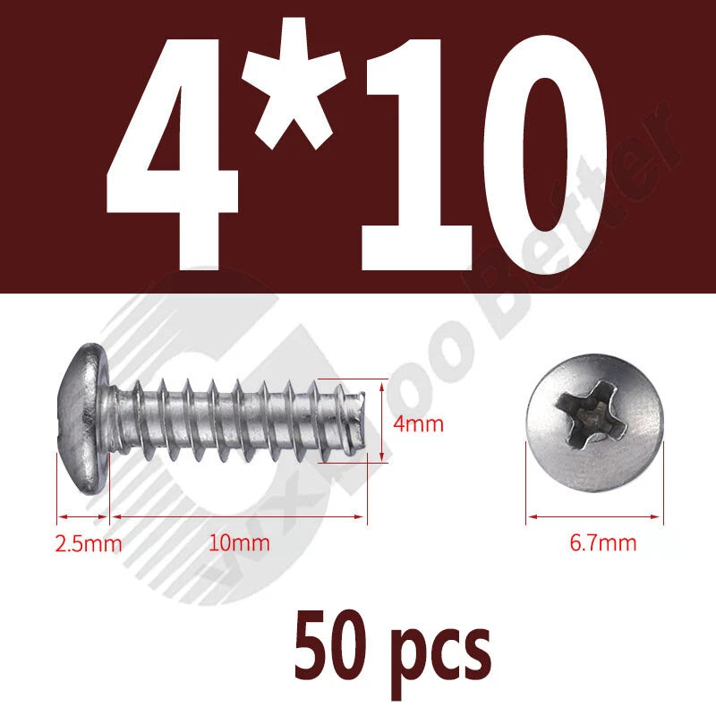 Pan Head Sheet Metal Screws Metric M1~M6 A2 Stainless Steel Sheet Metal Screws