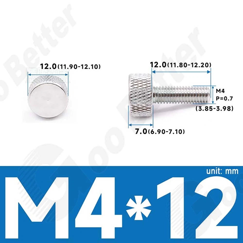 M3 M4 Knurled Thumb Screws – Aluminum Alloy Flat Head Hand Knob Bolts