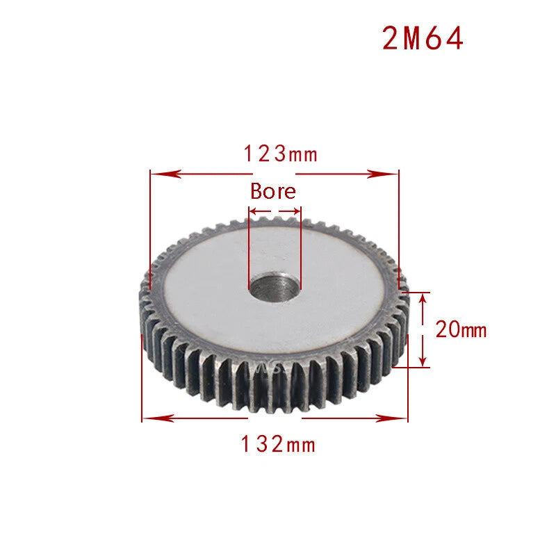 2 Mod 45# Steel Spur Gears Pinion Gear Thickness 20mm 12 - 95 Teeth For 3D CNC