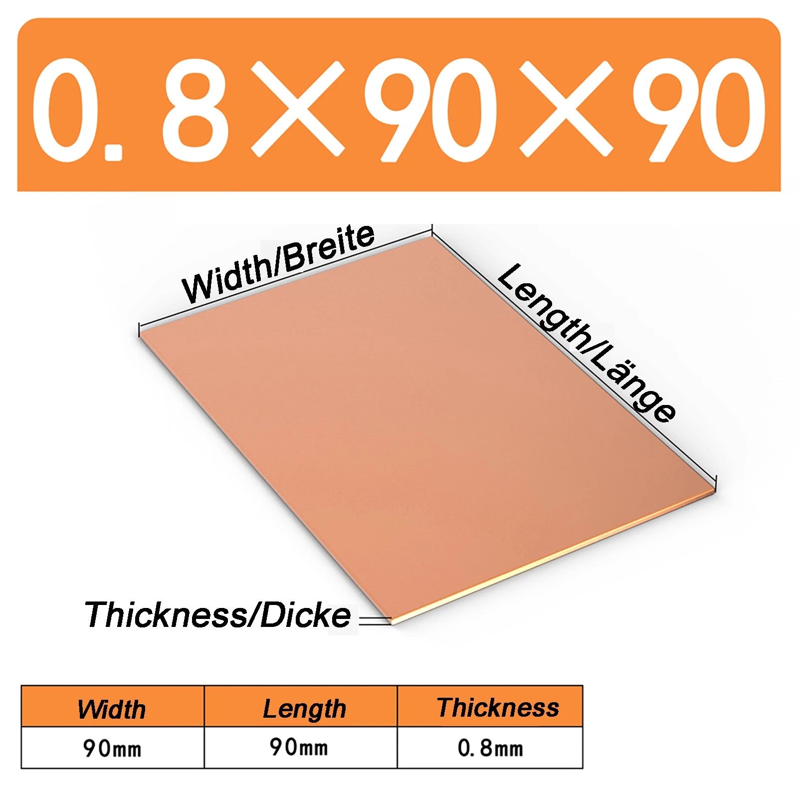 Natural Copper Sheet Metal guillotine cut - 0.3mm - 6.0mm - Multiple