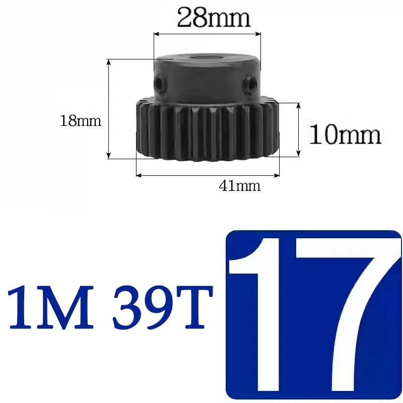 Spur Gears 1 Mod Transmission Gear With Step 45# Steel Pinion Motor Gear 30T~44T