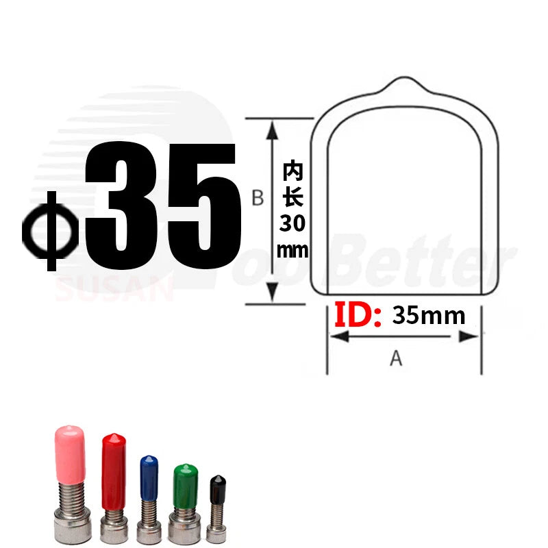 PVC End Caps for Screws, Bolts & Rods – Thread Protector Covers, 1.3–90mm, Black
