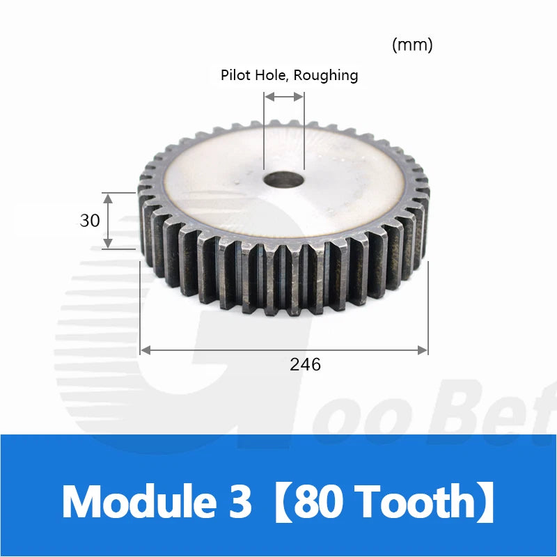 Module 3 Spur Gear C45 Steel 12 - 120 Tooth Hardened Motor Pinion Cogwheel Flat