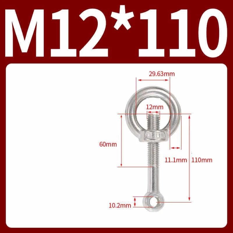 A2 Stainless Steel Eye Bolts with Nut — M5 M6 M8 M10 M12 Threaded Ring Screws - HomeDIYer