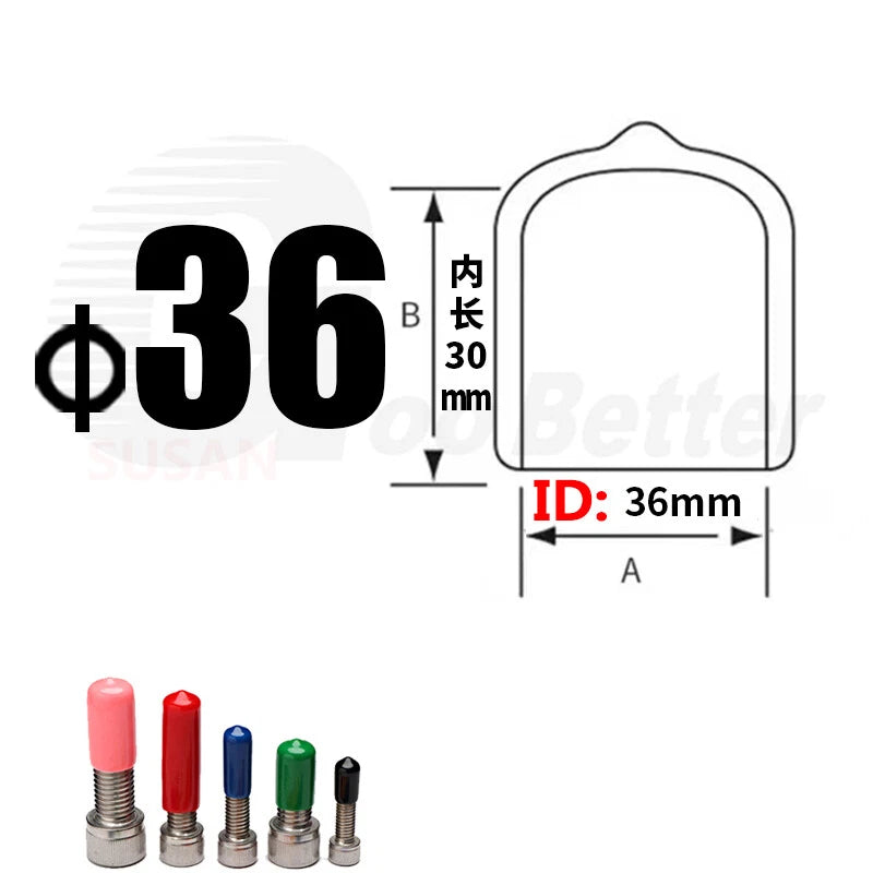 PVC End Caps for Screws, Bolts & Rods – Thread Protector Covers, 1.3–90mm, Black