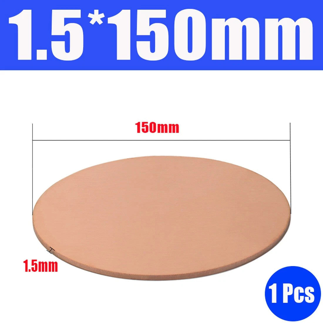 Thick 0.5-1.5mm Solid 99% Pure Copper Blanks Discs Ø 10-300mm Round Plate Metal