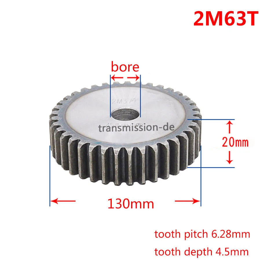 Mod 2/2.5/3/4/5 Spur Gear 10T-63T 45# Steel Pinion Gear Metal Gear Thick 20-40mm