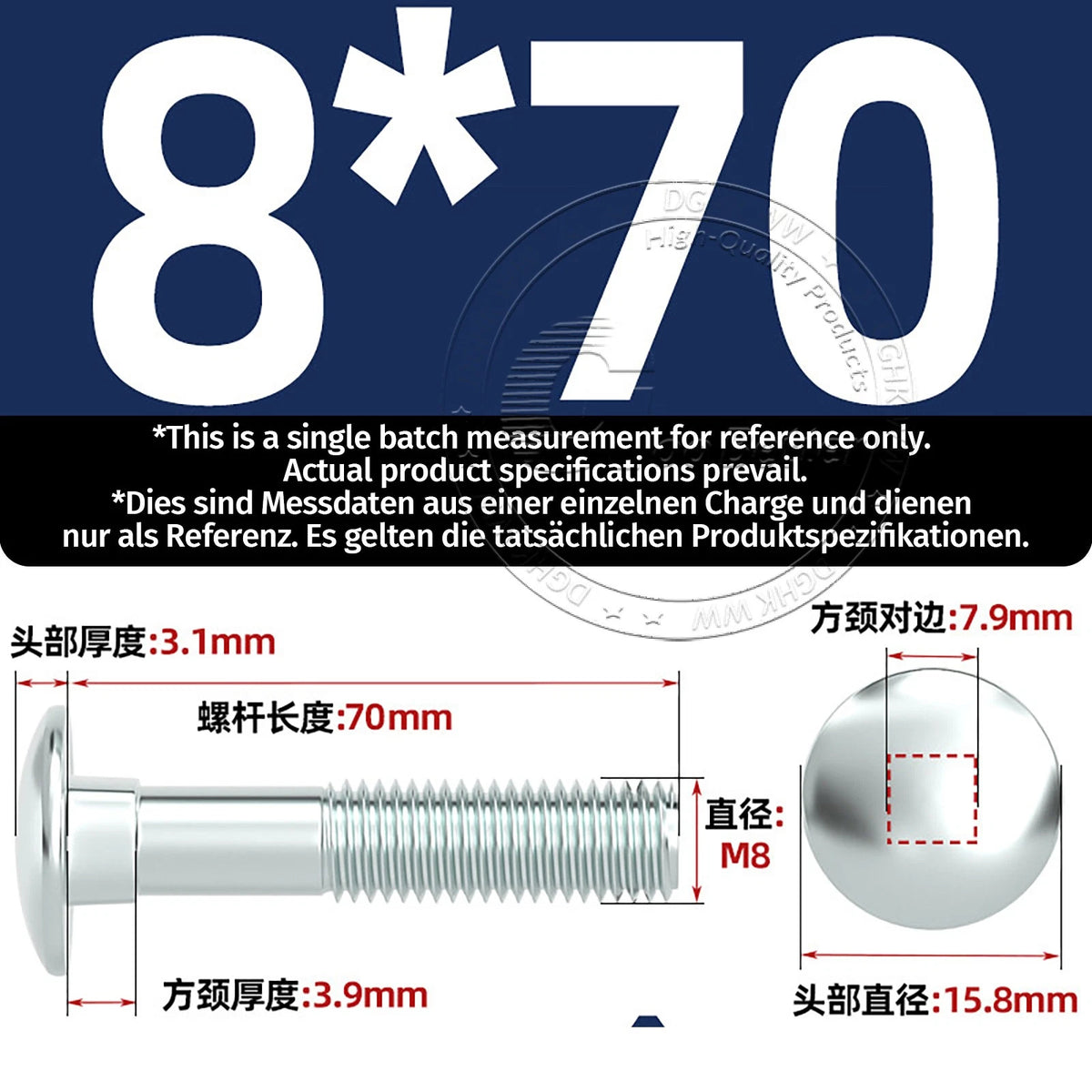 M4–M12 Zinc-Plated Cup Square Carriage Bolts with Flange Nuts | 8–150mm