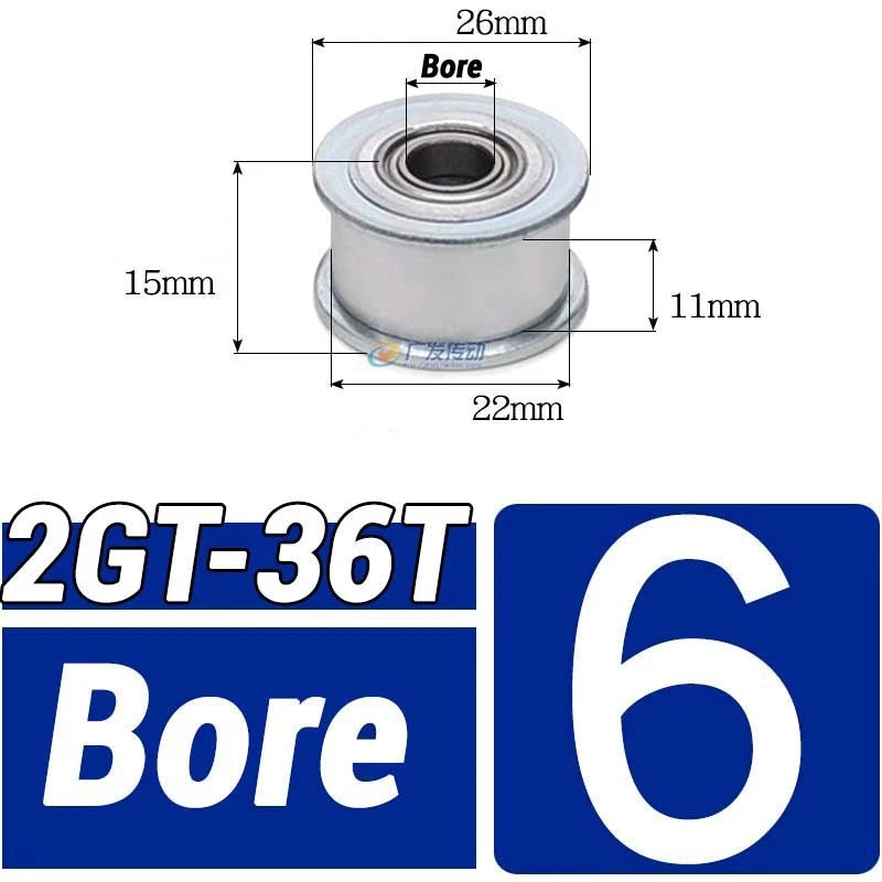 GT2 Timing Belt Pulley 16-100 Teeth 6-10mm Teeth Width Bore 3mm-25mm For 3D