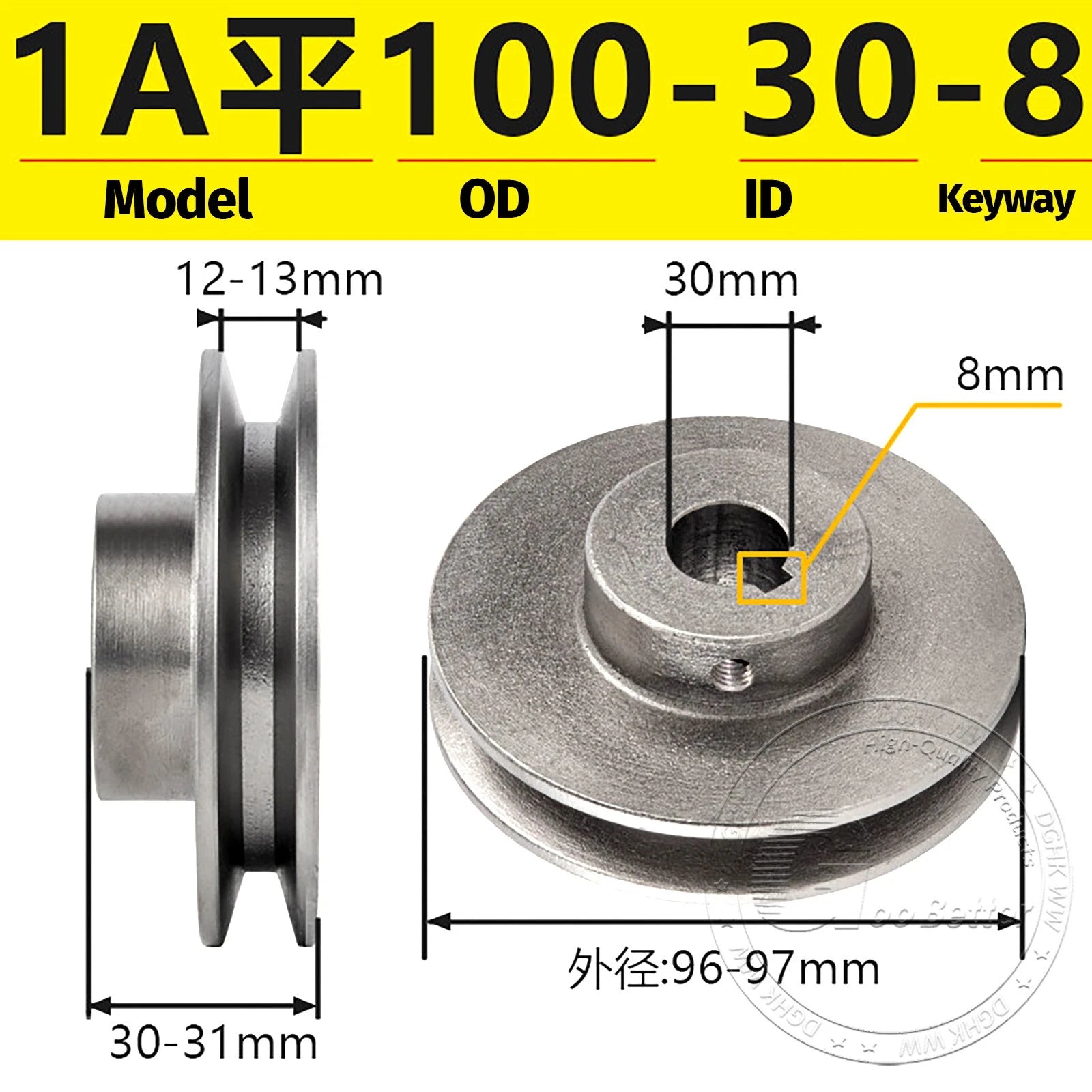 Cast Iron Drive Pulley Single Groove 1A Flat For A/V Belt Pulley OD 50mm-130mm