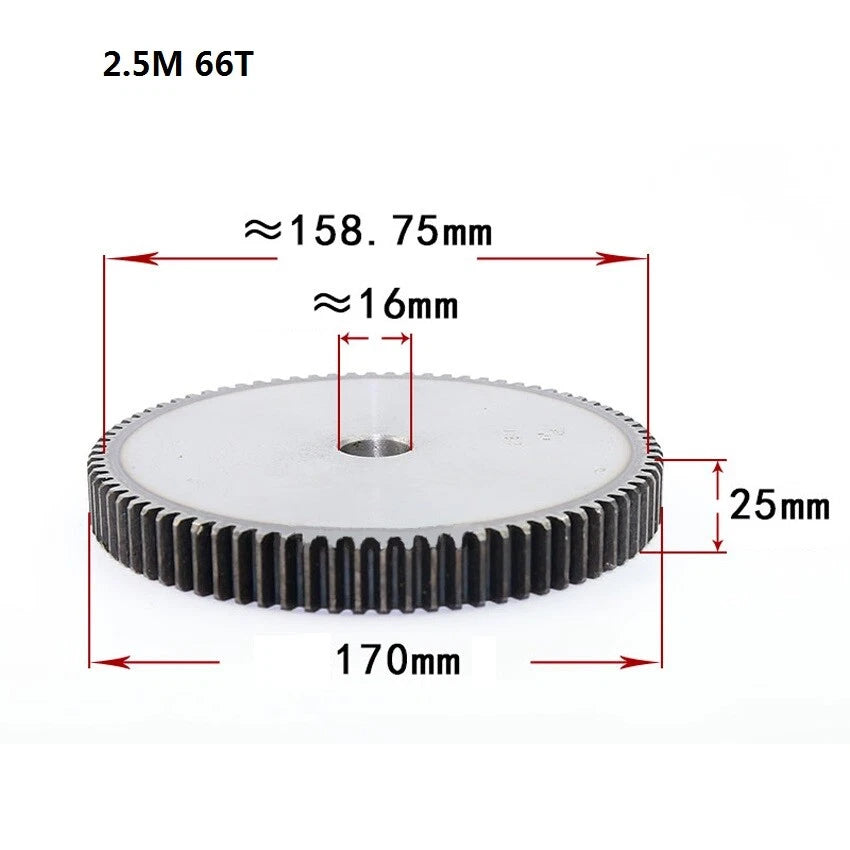 2.5 Mod 12T-75T Spur Gears pitch 7.85mm 45# Steel Pinion Motor Gear Thick 25mm