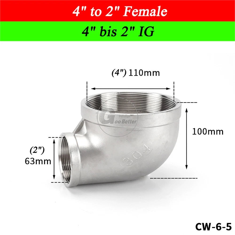 A2 Stainless Steel BSP Reducer Elbow Pipe Fittings | 1/8" to 4" Male Female