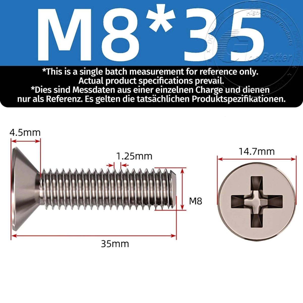 Titanium Phillips Flat Head Machine Screws — GR2 Countersunk, M2 to M8 - HomeDIYer