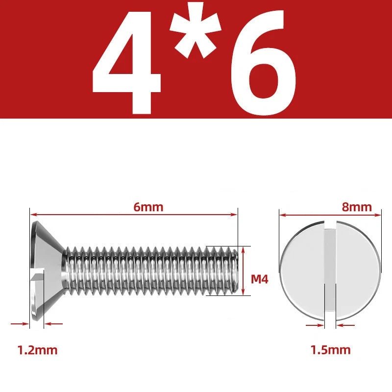 A2 Stainless Steel Slotted Countersunk Machine Screws — M1.6 to M10, Flat Head CSK Bolts - HomeDIYer