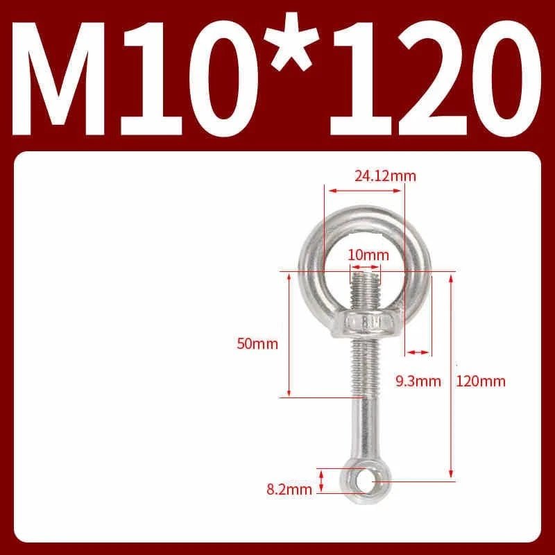 A2 Stainless Steel Eye Bolts with Nut — M5 M6 M8 M10 M12 Threaded Ring Screws - HomeDIYer