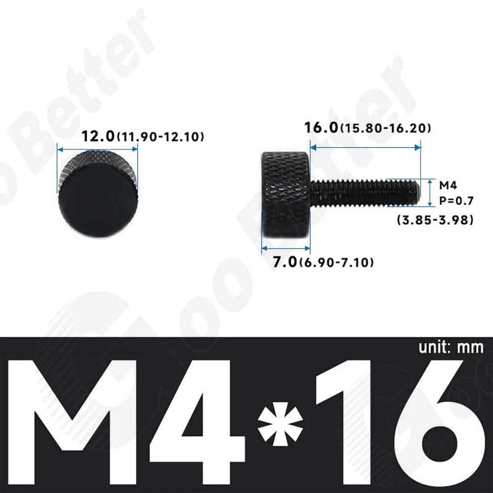 M3 M4 Knurled Thumb Screws – Aluminum Alloy Flat Head Hand Knob Bolts