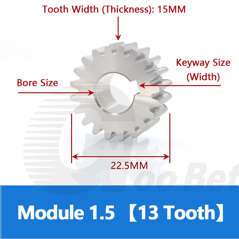 Spur Gear Stainless Steel Module 1 1.5 2 Motor Pinion 12 to 100 Tooth Flat Gear