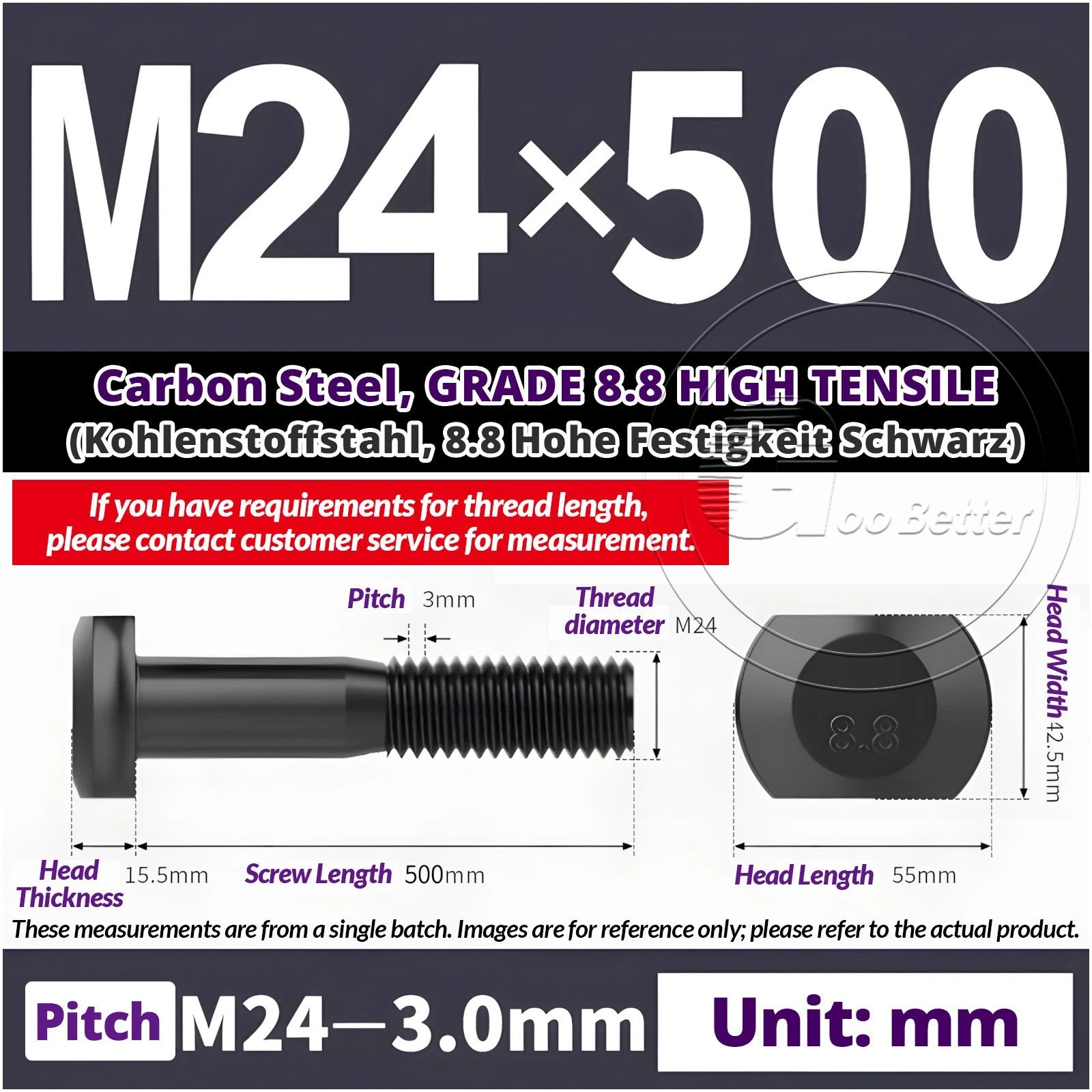 T-Slot Bolts M22 - M42 T Track Bolts 70mm to 500mm Long GRADE 8.8 HIGH TENSILE