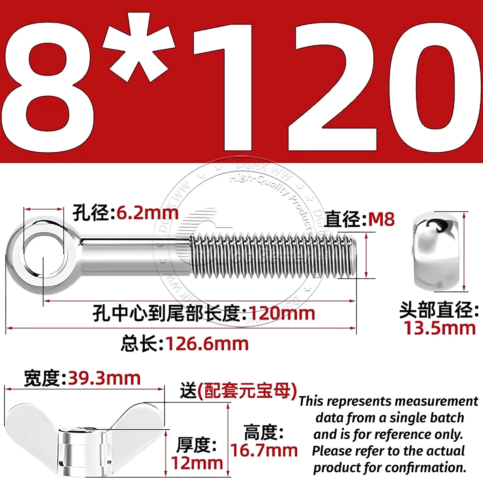 Eye Bolts with Nut — Forged Stainless Steel Threaded Ring Hanging Screws