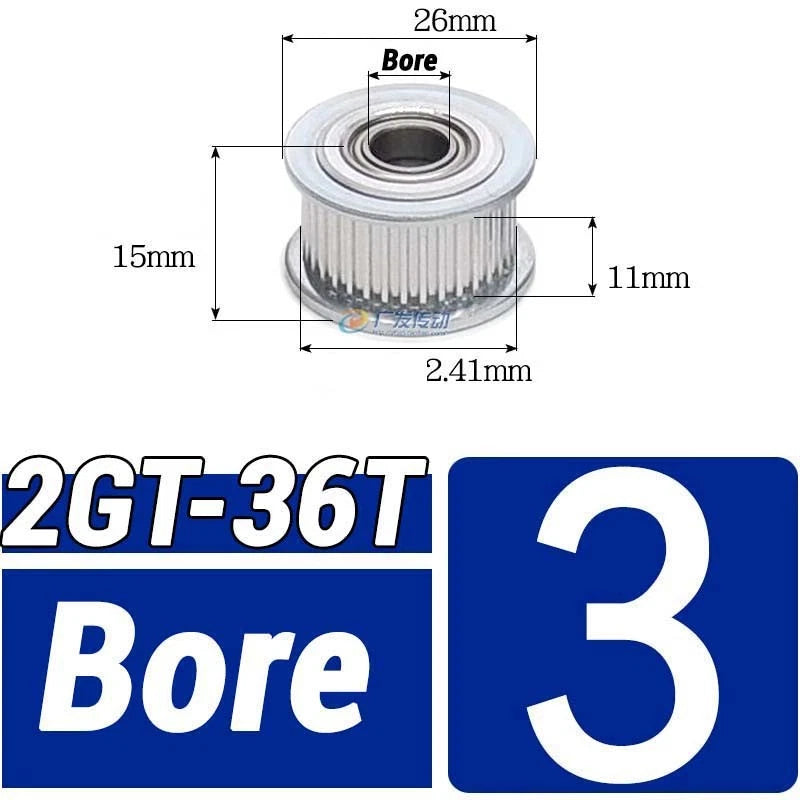 GT2 Timing Belt Pulley 16-100 Teeth 6-10mm Teeth Width Bore 3mm-25mm For 3D
