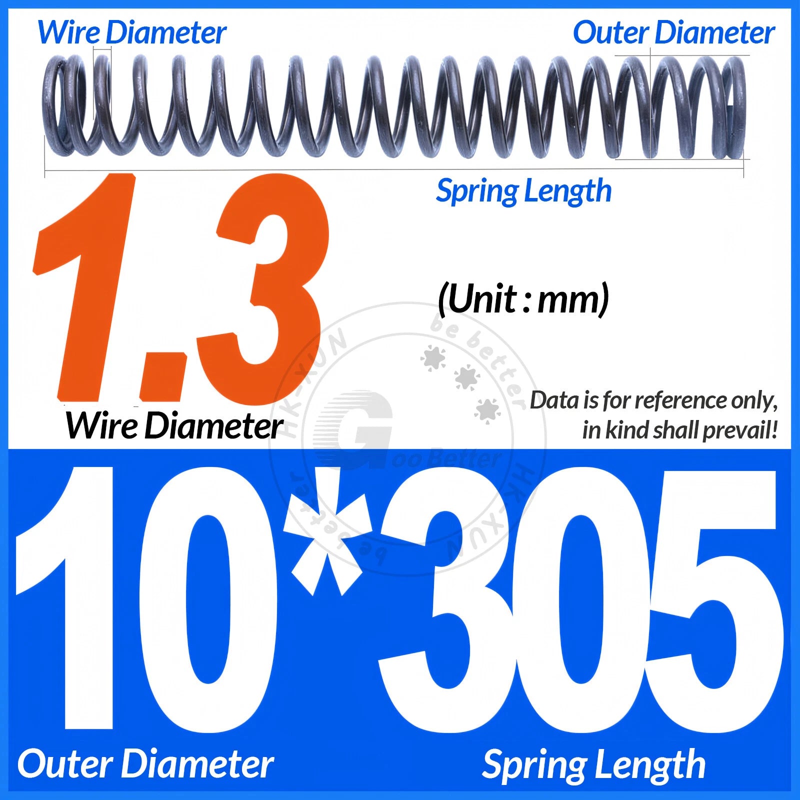 Length 305mm Compression Spring Pressure Springs OD 3-60mm Wire Dia 0.3mm-6.0mm