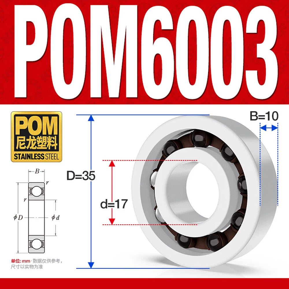 POM Plastic Bearing Glass Ball Miniature Deep Groove Ball Bearings Various Sizes