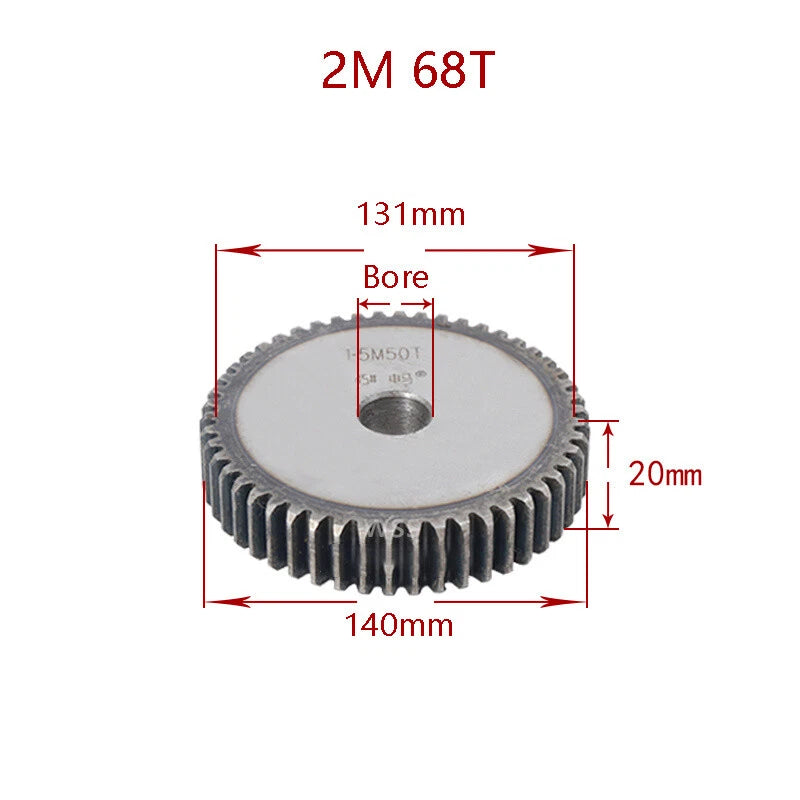 2 Mod 45# Steel Spur Gears Pinion Gear Thickness 20mm 12 - 95 Teeth For 3D CNC