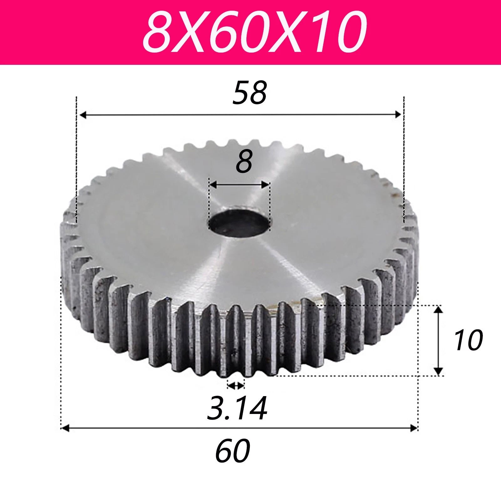 1 Modul 45# Steel Spur Gears Pinion Gear Thick 10mm 8-200 Teeth Dia 18~153mm
