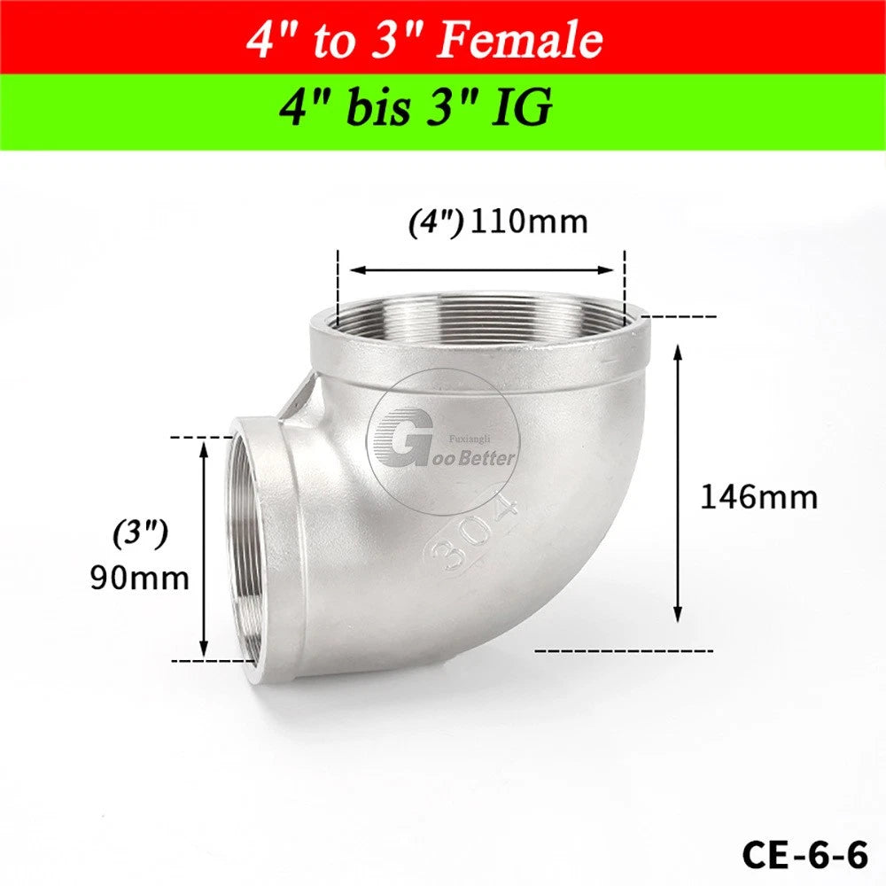 A2 Stainless Steel BSP Reducer Elbow Pipe Fittings | 1/8" to 4" Male Female