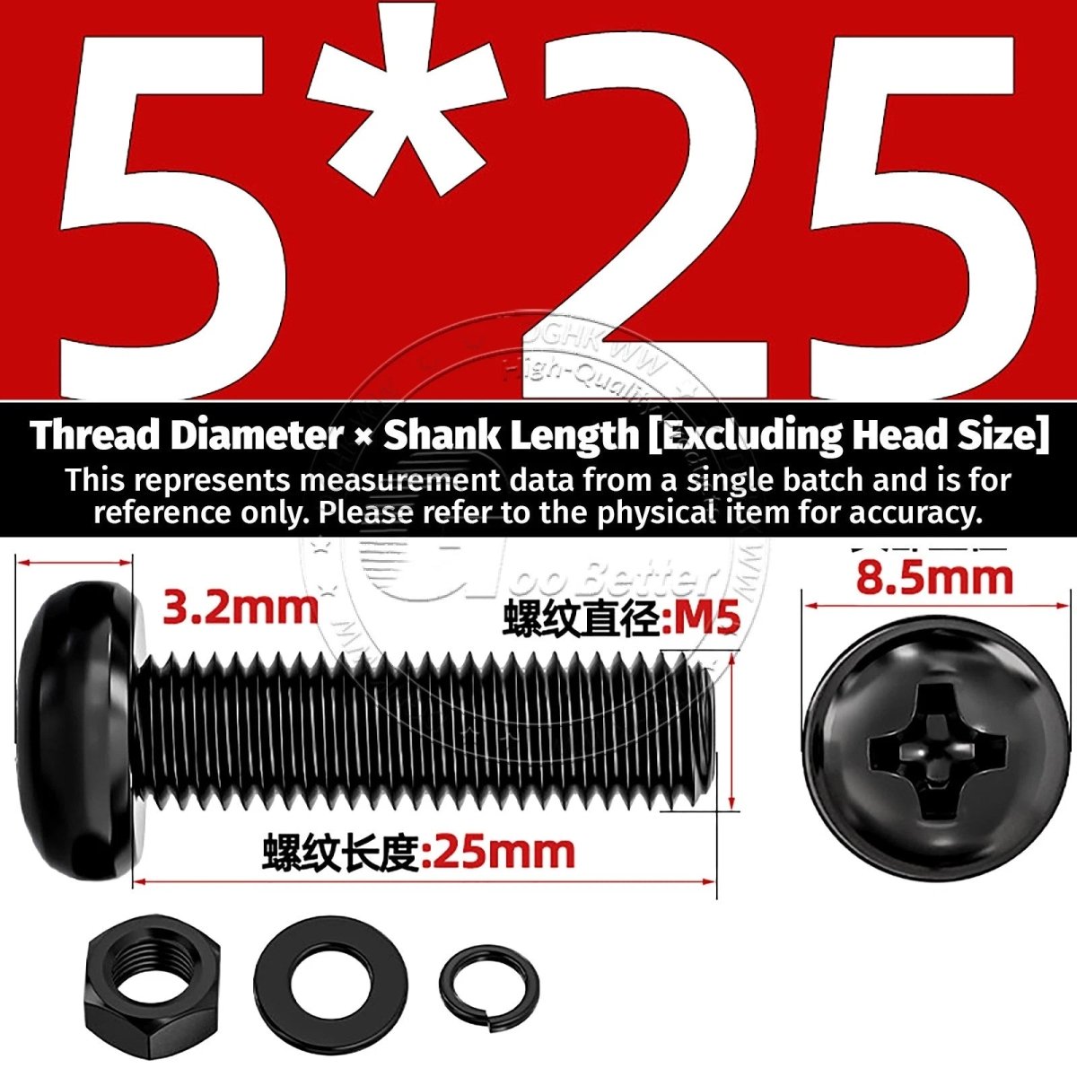 Black Phillips Pan Head Machine Screws with Washers — Metric M2 to M6 - HomeDIYer