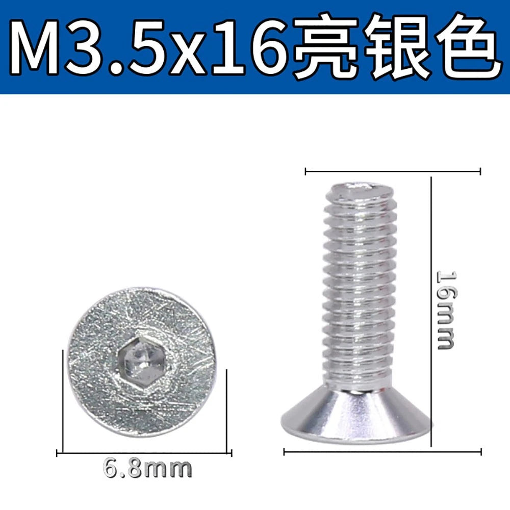 M3.5 / M4 Countersunk Hex Socket Screws — Anodized Aluminum Alloy, 10 Colors