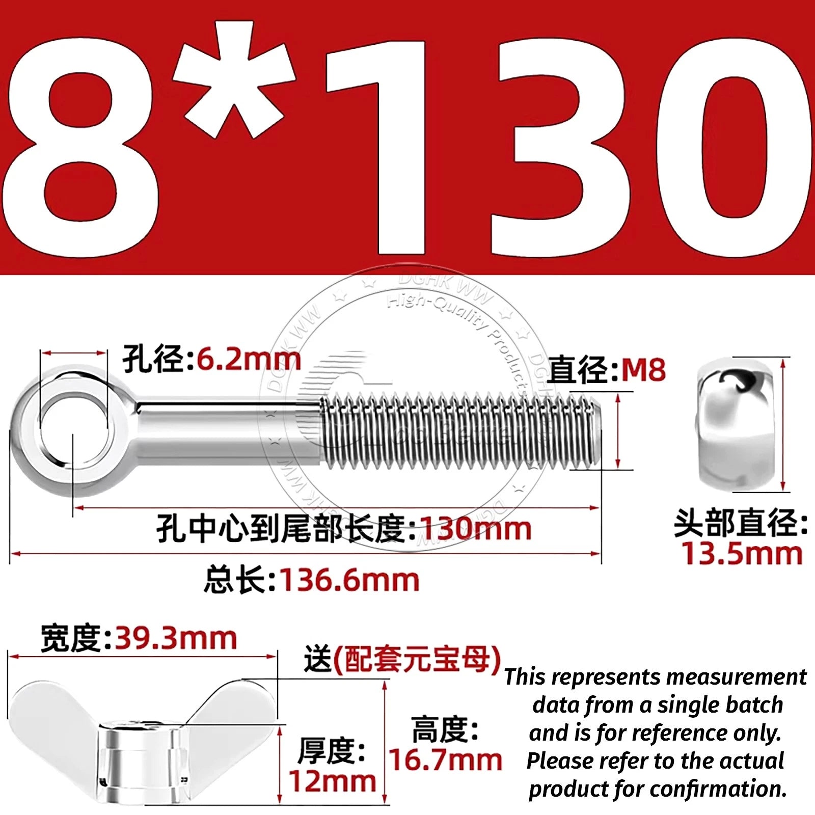 Eye Bolts with Nut — Forged Stainless Steel Threaded Ring Hanging Screws