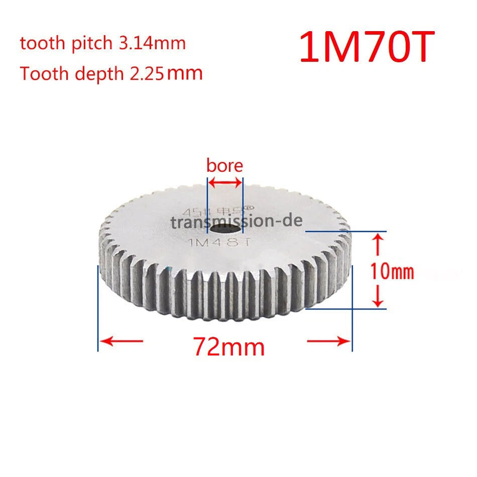 1 Mod 45# Steel Spur Gears Pinion Gear Thickness 10mm 12-160 Teeth For 3D CNC