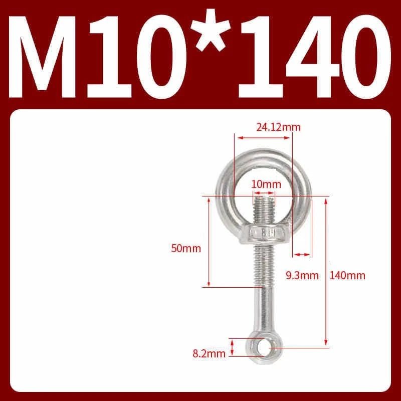 A2 Stainless Steel Eye Bolts with Nut — M5 M6 M8 M10 M12 Threaded Ring Screws - HomeDIYer