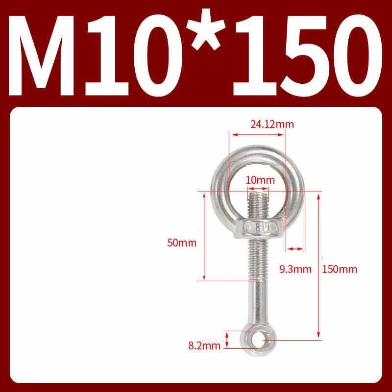 A2 Stainless Steel Eye Bolts with Nut — M5 M6 M8 M10 M12 Threaded Ring Screws - HomeDIYer