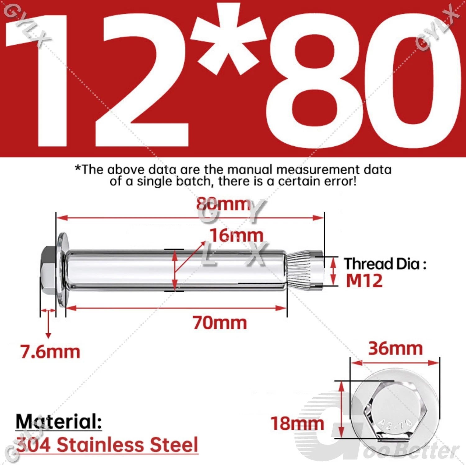 Expansion Anchor Bolts for Masonry — M6 to M16, Stainless Steel & Zinc-Coated
