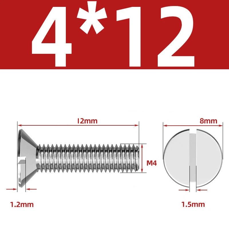 A2 Stainless Steel Slotted Countersunk Machine Screws — M1.6 to M10, Flat Head CSK Bolts - HomeDIYer