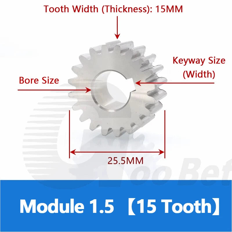 Spur Gear Stainless Steel Module 1 1.5 2 Motor Pinion 12 to 100 Tooth Flat Gear