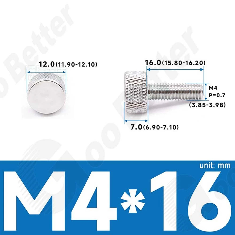 M3 M4 Knurled Thumb Screws – Aluminum Alloy Flat Head Hand Knob Bolts