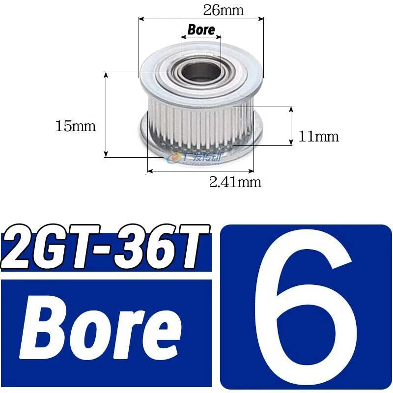 GT2 Timing Belt Pulley 16-100 Teeth 6-10mm Teeth Width Bore 3mm-25mm For 3D