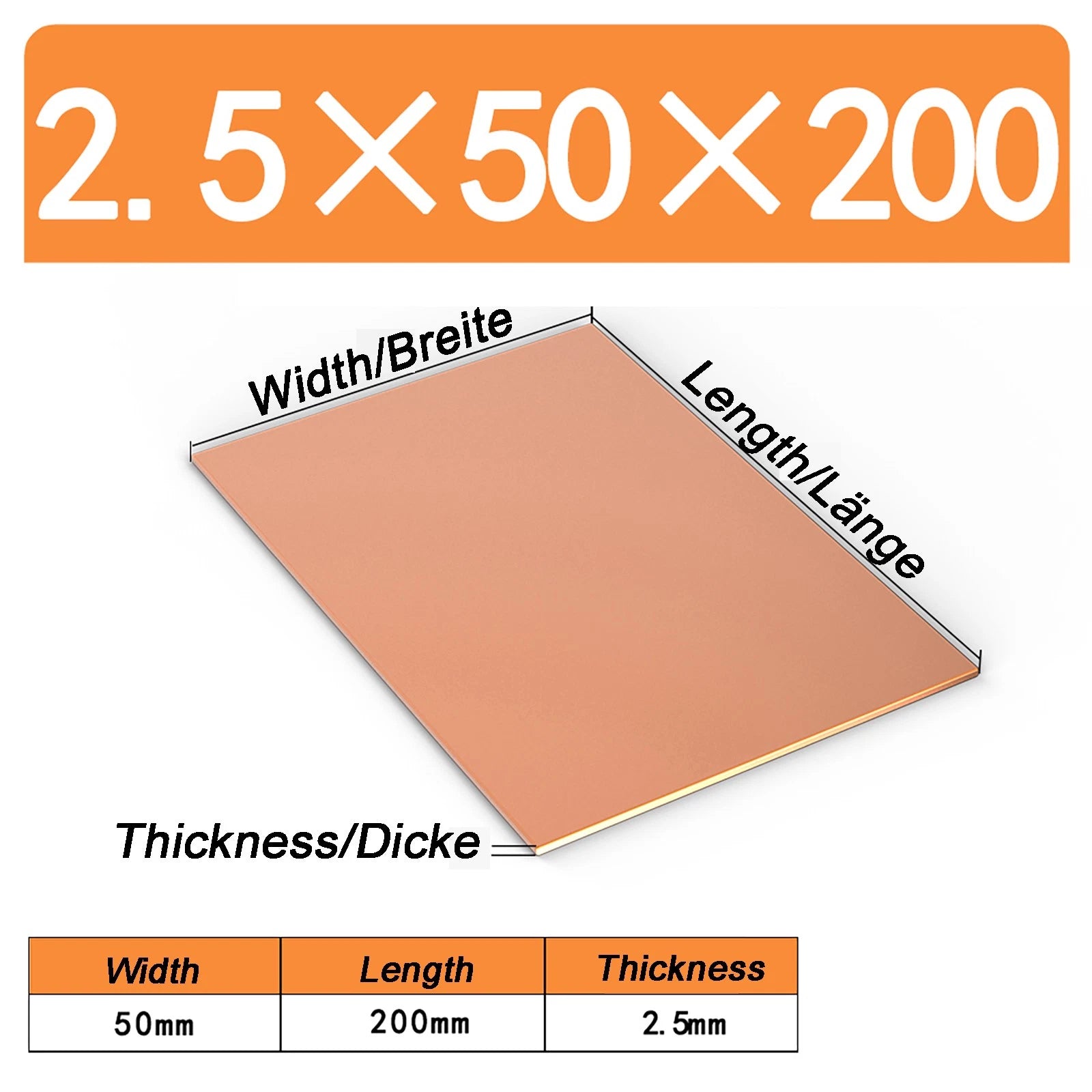Natural Copper Sheet Metal guillotine cut - 0.3mm - 6.0mm - Multiple