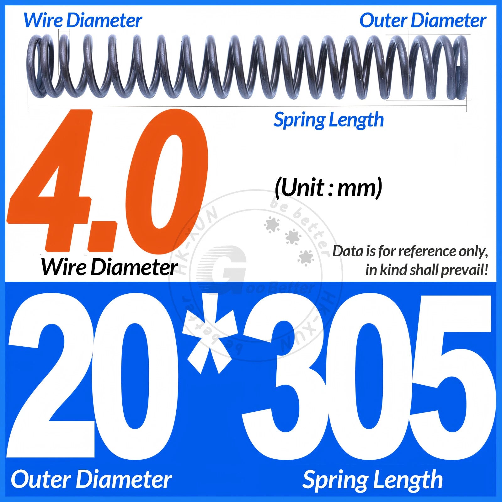 Length 305mm Compression Spring Pressure Springs OD 3-60mm Wire Dia 0.3mm-6.0mm