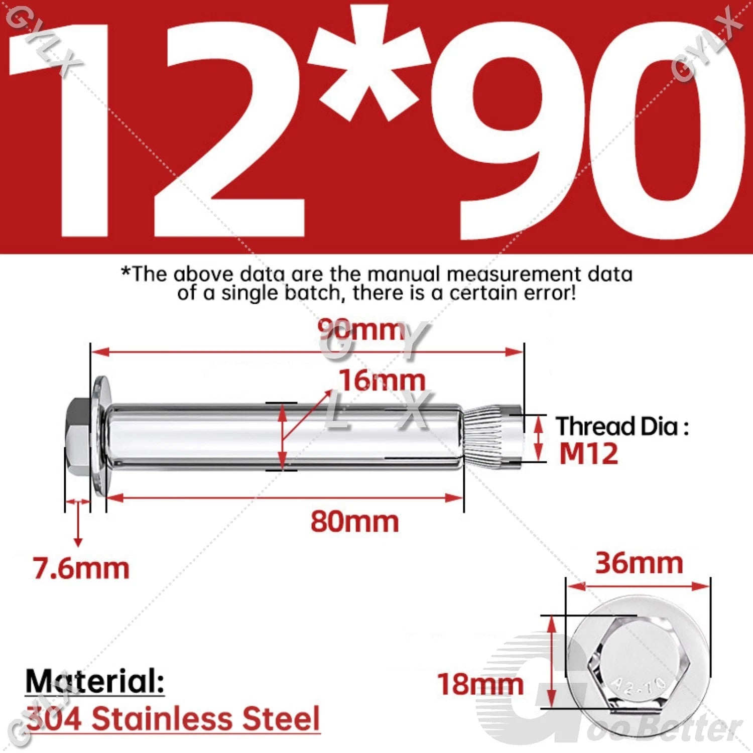 Expansion Anchor Bolts for Masonry — M6 to M16, Stainless Steel & Zinc-Coated