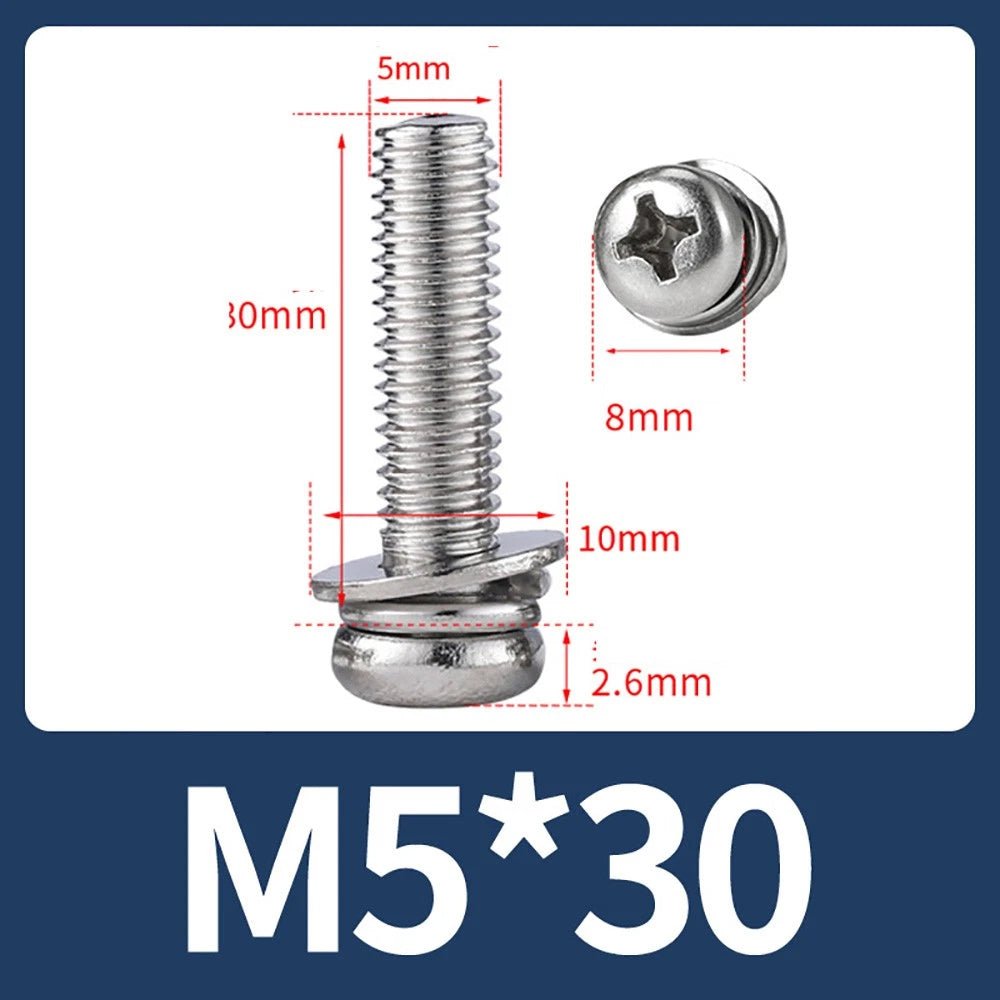 M2–M10 Phillips Button Head Machine Screws — 304 Stainless Steel - HomeDIYer